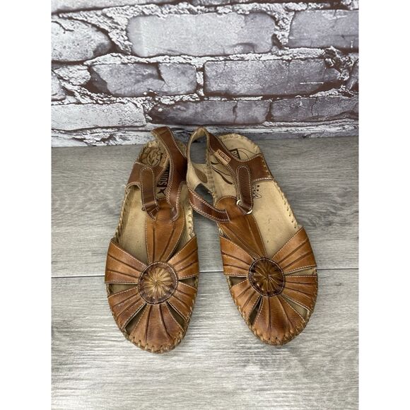 Pikolinos Puerto Vallarta Brandy Brown Closed Toe Sandals Women Sz 40EU/9.5M US - Picture 1 of 16
